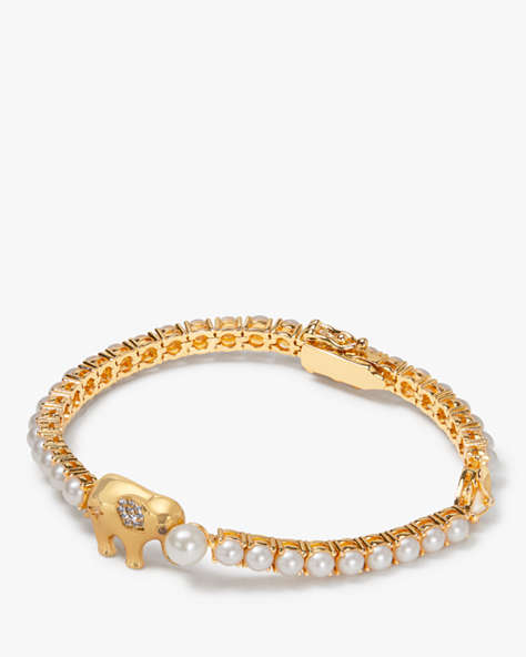 Kate Spade,Winter Carnival Pearl Tennis Bracelet,Clear/Gold