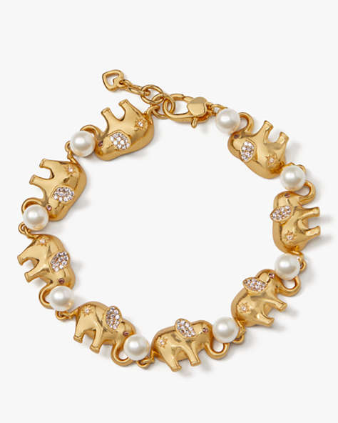 Kate Spade,Winter Carnival Elephant Bracelet,Clear/Gold