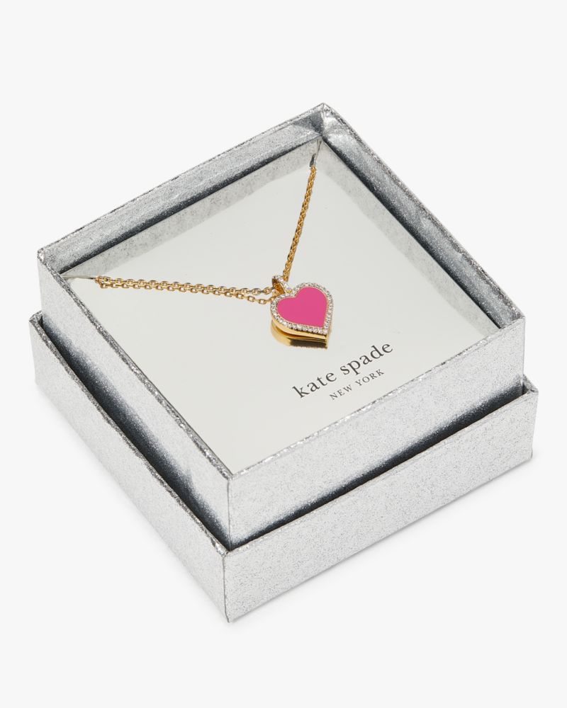 Kate Spade,Take Heart Pendant Boxed Set,Pink/Gold