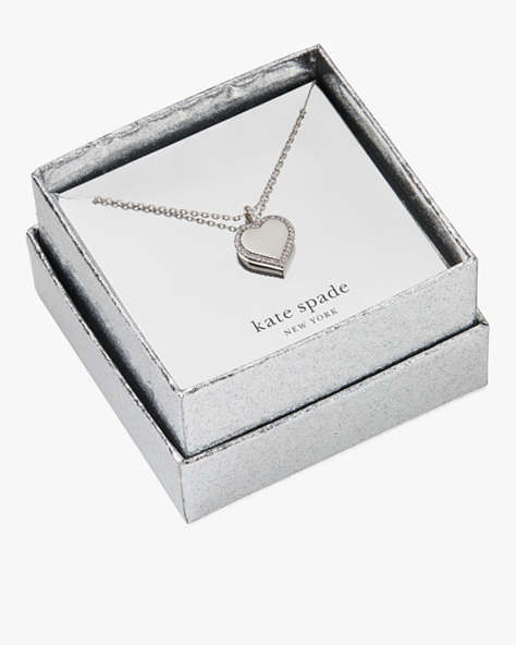 Kate Spade,Take Heart Pendant Boxed Set,Clear/Silver
