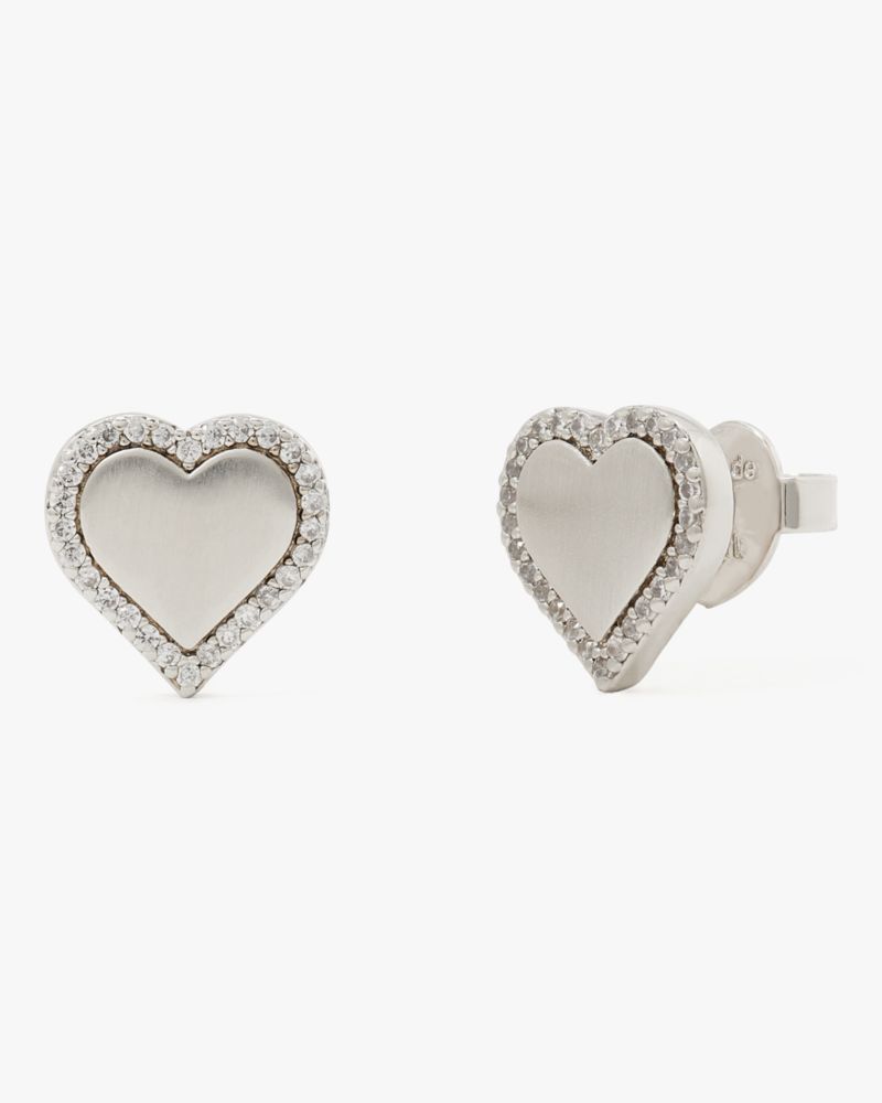 Kate Spade,Take Heart Studs Boxed Set,Clear/Silver