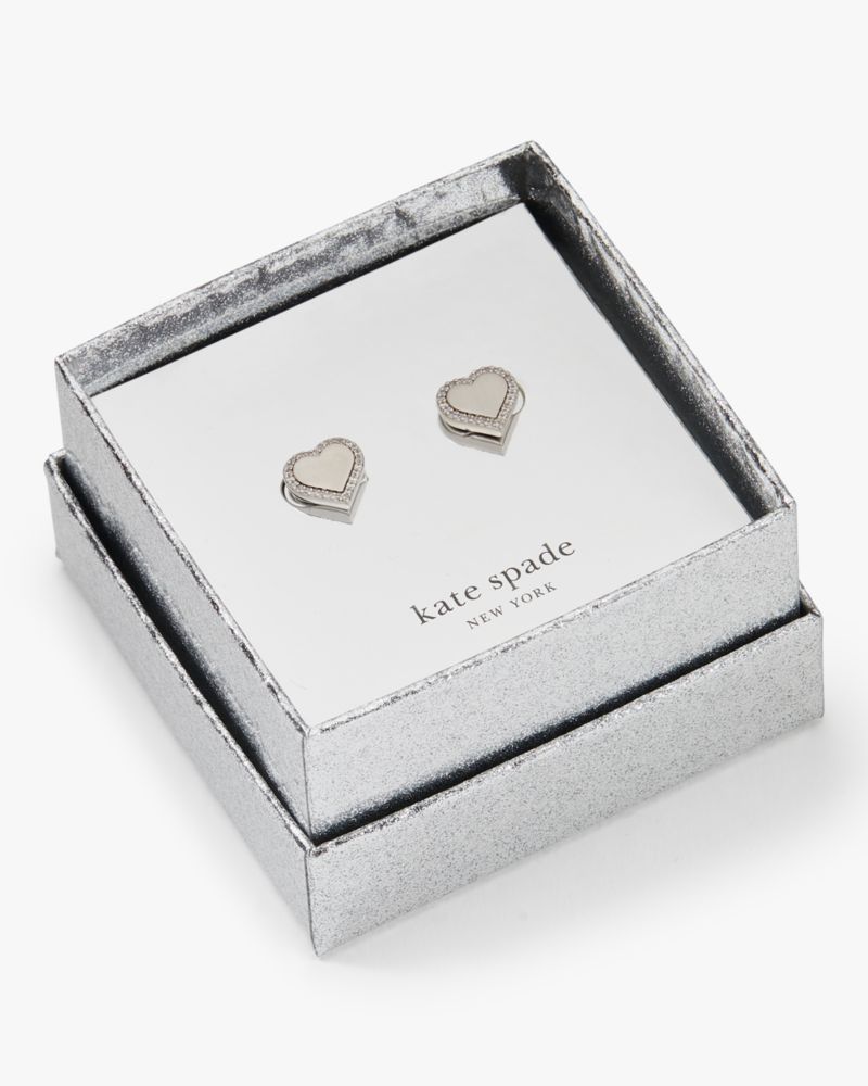 Kate Spade,Take Heart Studs Boxed Set,Clear/Silver