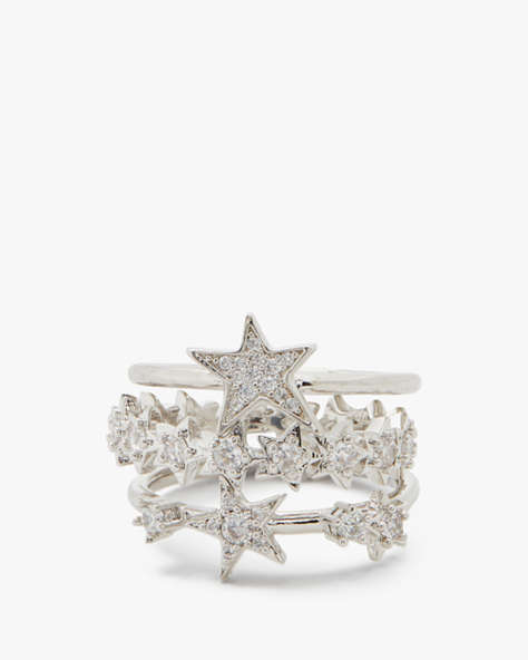 Kate Spade,You're A Star Ring Set,Clear/Silver
