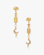 Kate Spade,Winter Carnival Charm Linear Earrings,Clear/Gold