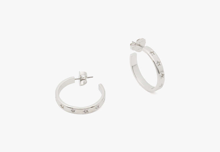 Kate Spade,Set In Stone Star Hoops,Clear/Silver