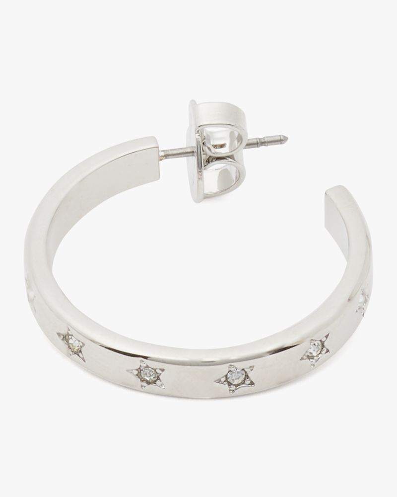 Kate Spade,Set In Stone Star Hoops,Clear/Silver