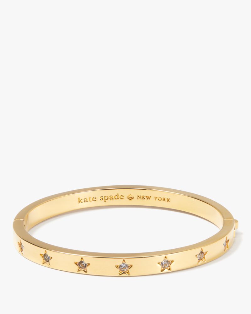 Kate Spade,Set In Stone Star Hinged Bangle,Clear/Gold