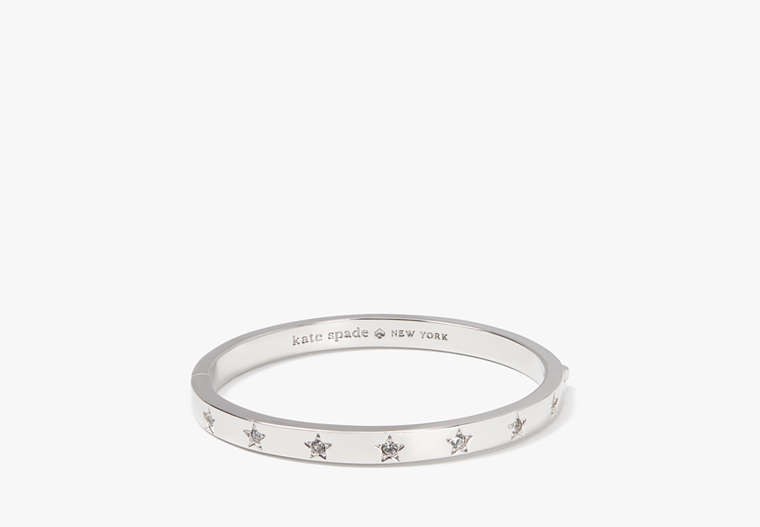 Kate Spade,Set In Stone Star Hinged Bangle,Clear/Silver