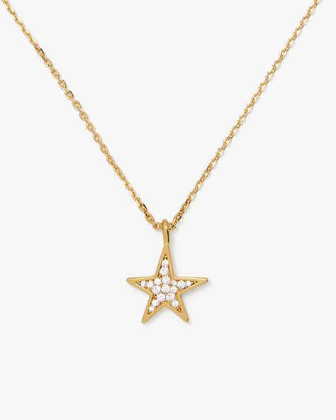 Kate Spade,You're A Star Pendant,Clear/Gold