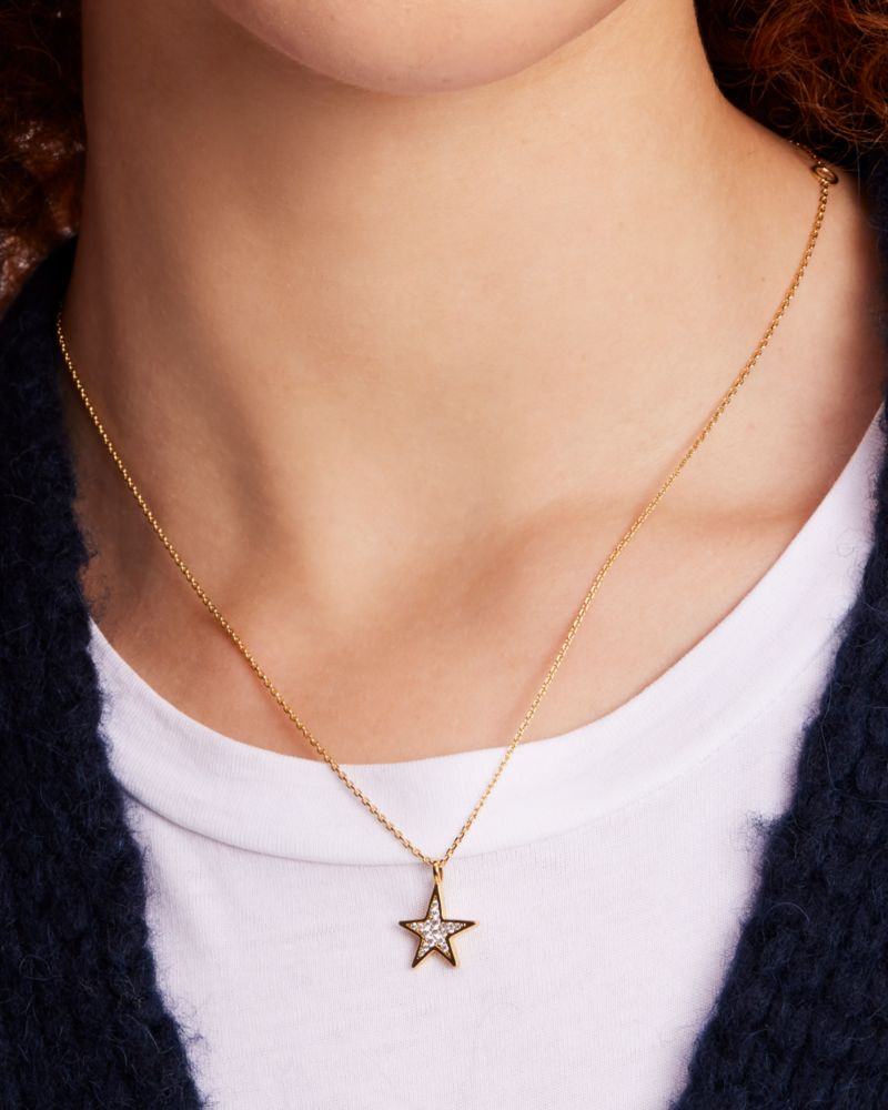 Kate Spade,You're A Star Pendant,Clear/Gold