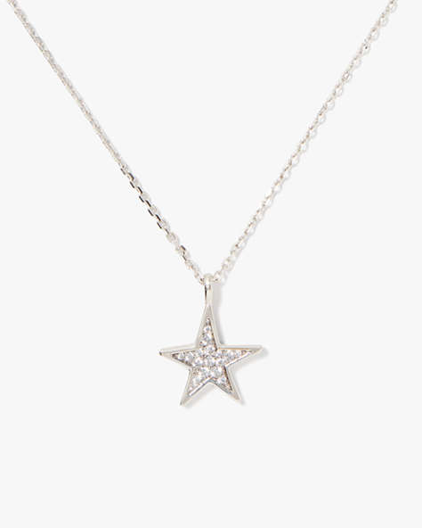 Kate Spade,You're A Star Pendant,Clear/Silver