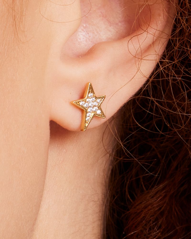 Kate Spade,You're A Star Studs,Clear/Gold