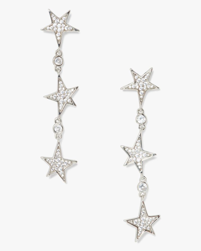 Kate Spade,You're A Star Linear Earrings,Clear/Silver