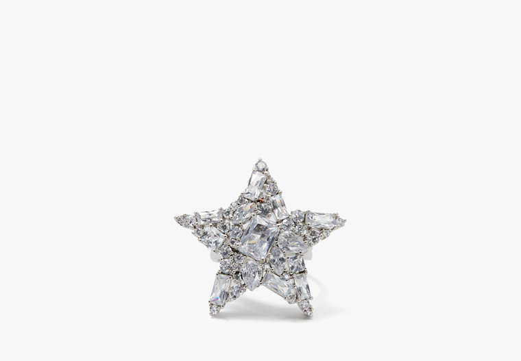 Kate Spade,You're A Star Cocktail Ring,Clear/Silver image number 0