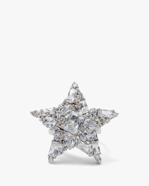 Kate Spade,You're A Star Cocktail Ring,Clear/Silver