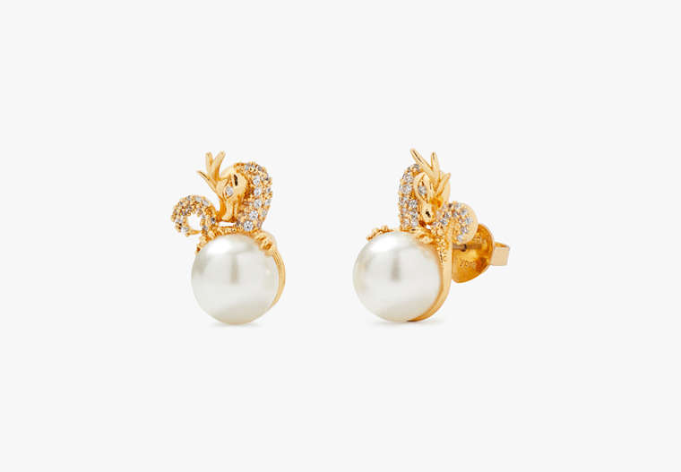 Kate Spade,Dazzling Dragon Studs,Clear/Gold image number 0