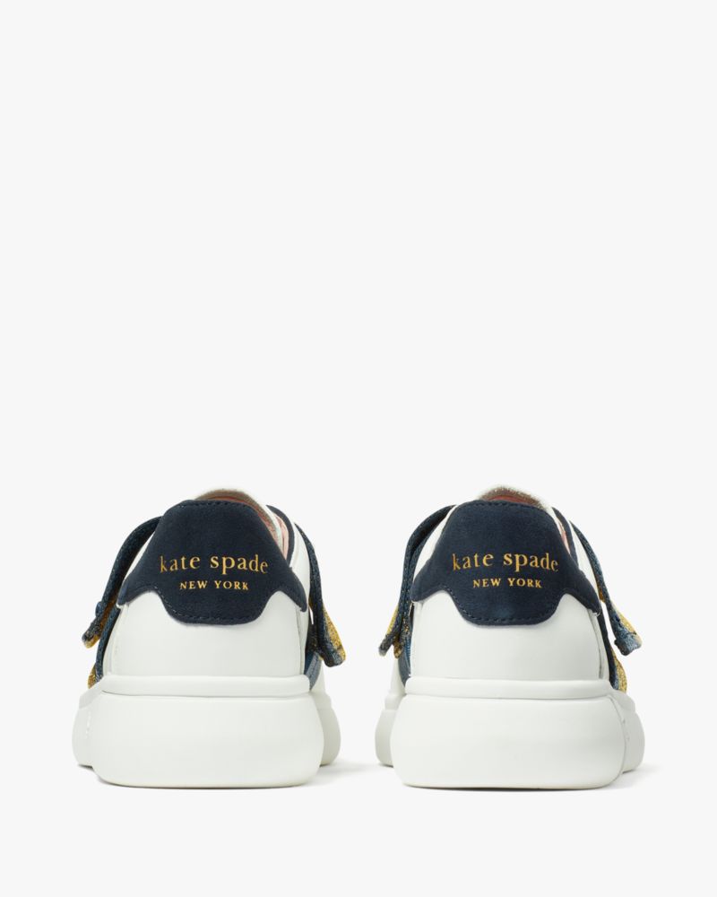 Kate Spade,Lexi Sneakers,Leather,Lining Twill,Lining Cotton,Casual,Piping,Stripe,Bow,Casual,White