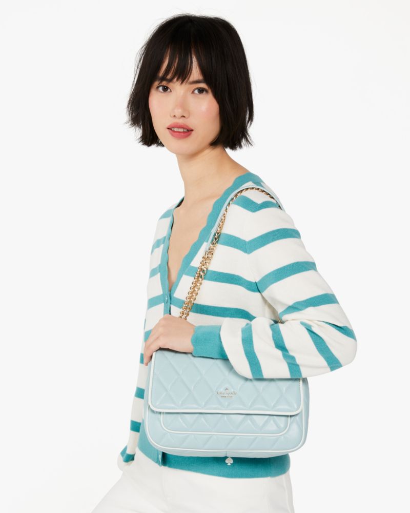 Kate Spade,Carey Colorblock Medium Flap Shoulder Bag,Wild Sage Multi