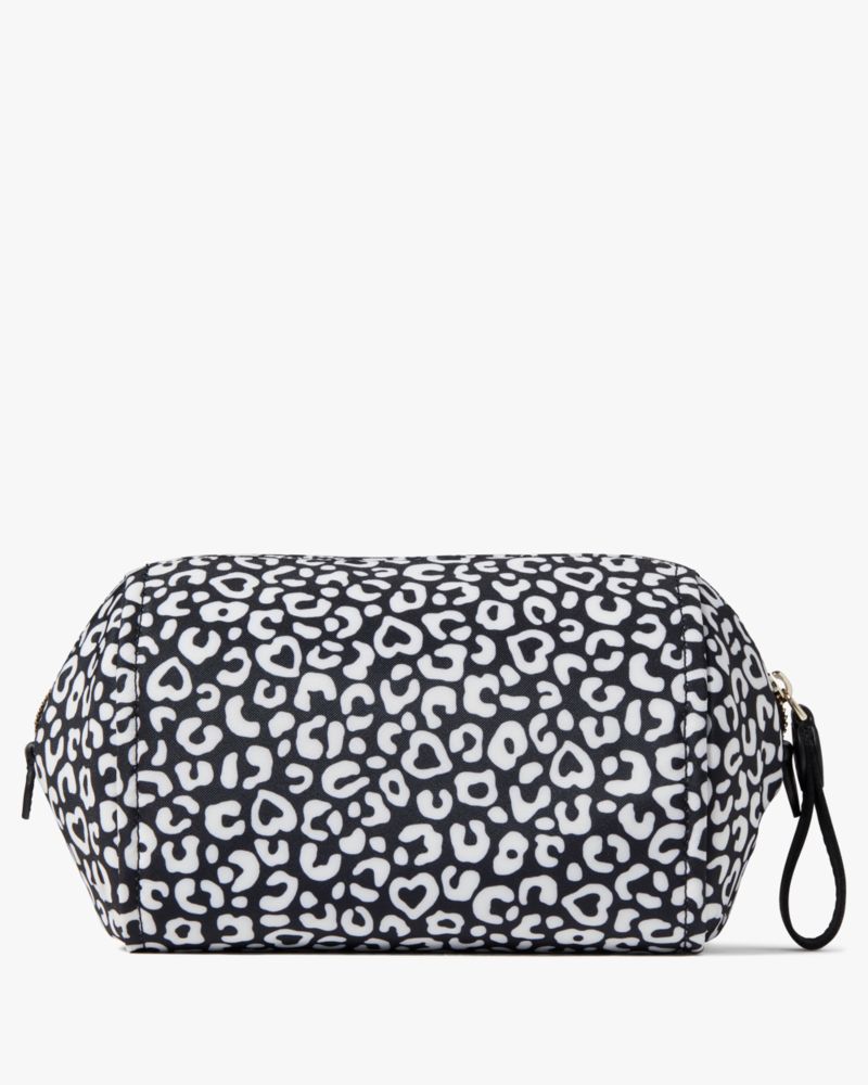 Kate Spade,Chelsea Leopard Heart Medium Cosmetic Case,