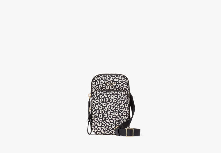 Kate Spade,Graphic Leopard Heart North South Crossbody,Black Multi image number 0