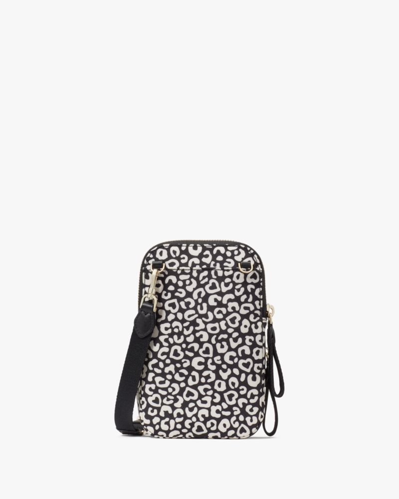 Kate Spade,チェルシー グラフィック レオパード ハート プリント ノース サウス デュアル ジップ フォン クロスボディ,テック,