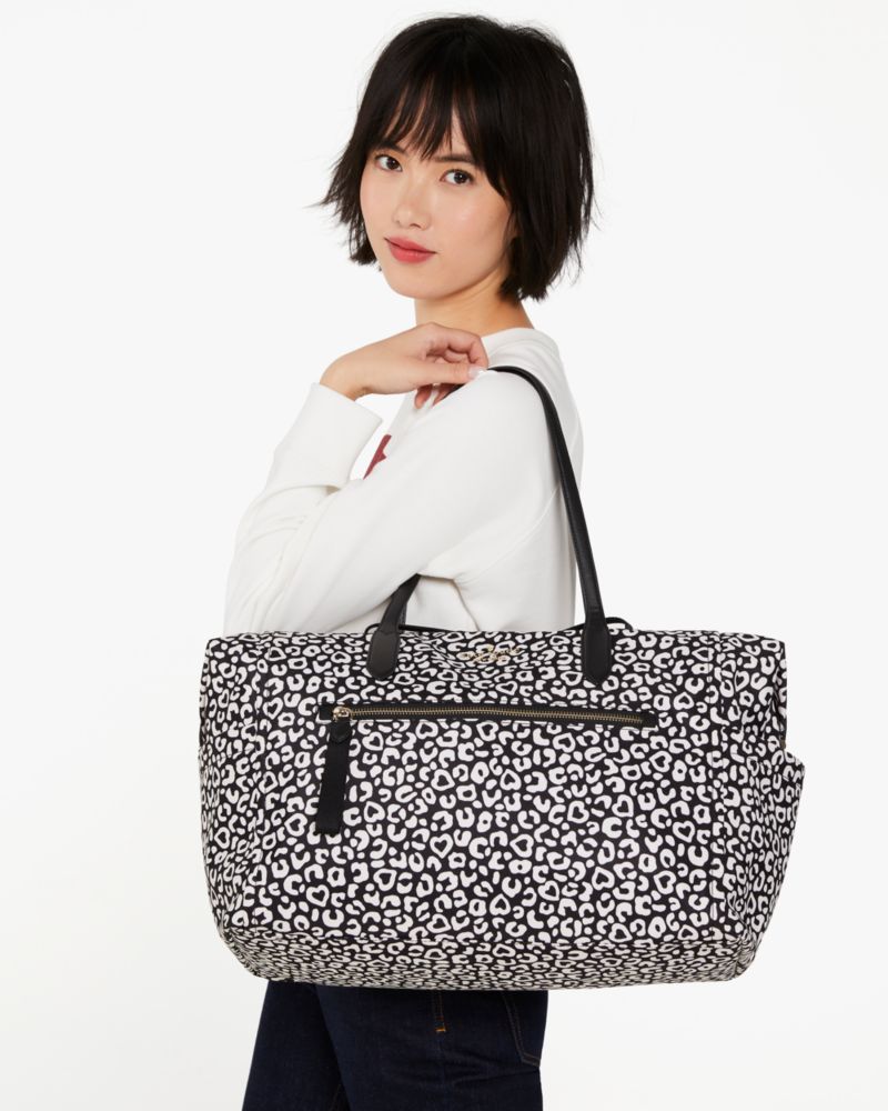 Kate Spade,Chelsea Leopard Heart Weekender,Black Multi