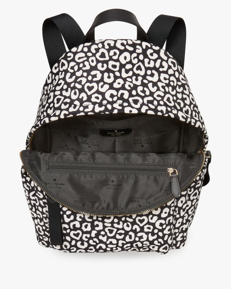 Kate Spade Chelsea Leopard Heart Medium Backpack Black Multi