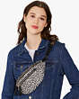 Kate Spade,Chelsea Leopard Heart Belt Bag,Black Multi