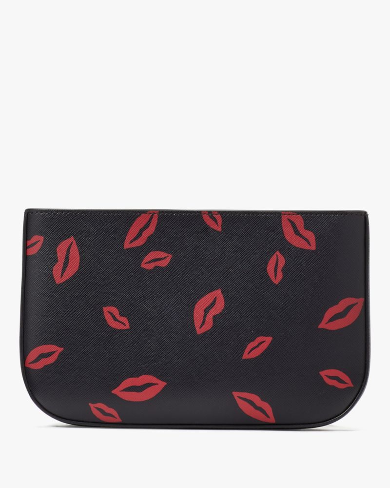 Kate Spade,Madison Lip Toss Pochette,Pouch,Metal Material,Logo,Metal,Casual,Black