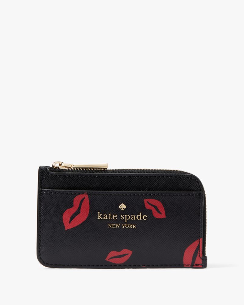 Kate Spade Madison Kartenhalter mit Reißverschluss oben und Lippenmotiv