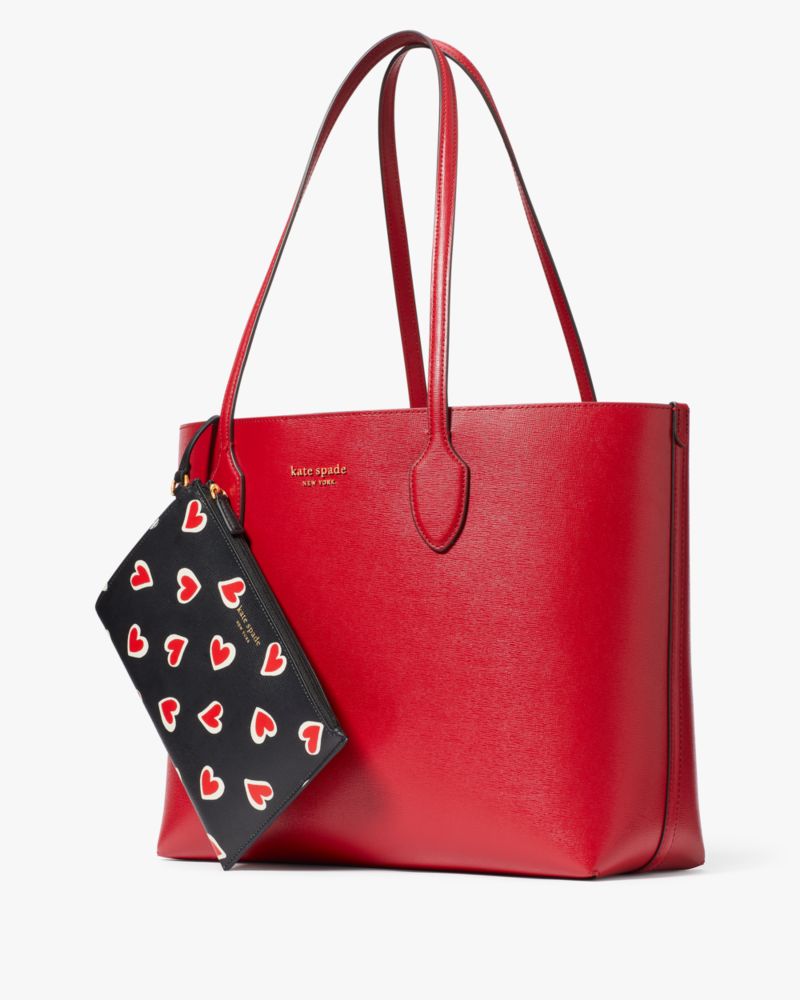 Kate Spade,Bleecker Stencil Hearts Pop Large Tote,Perfect Cherry