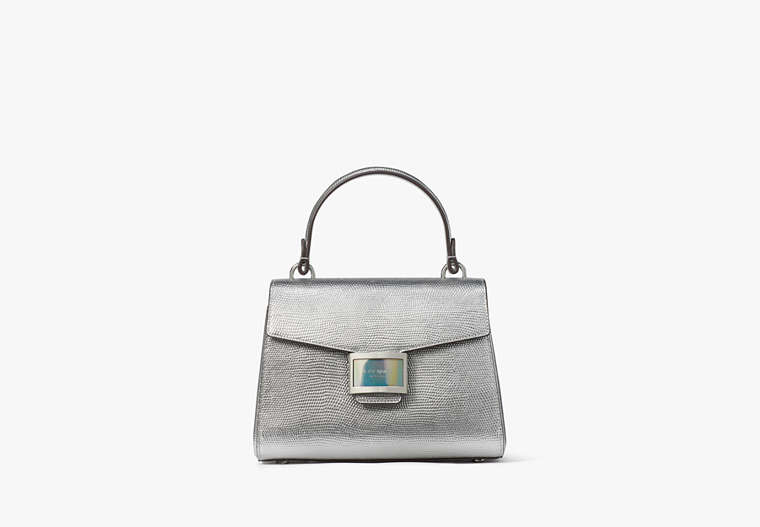 Kate Spade,Katy Lizard-embossed Small Top-handle Bag,Silver