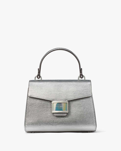 Kate Spade,Katy Lizard-embossed Small Top-handle Bag,Silver