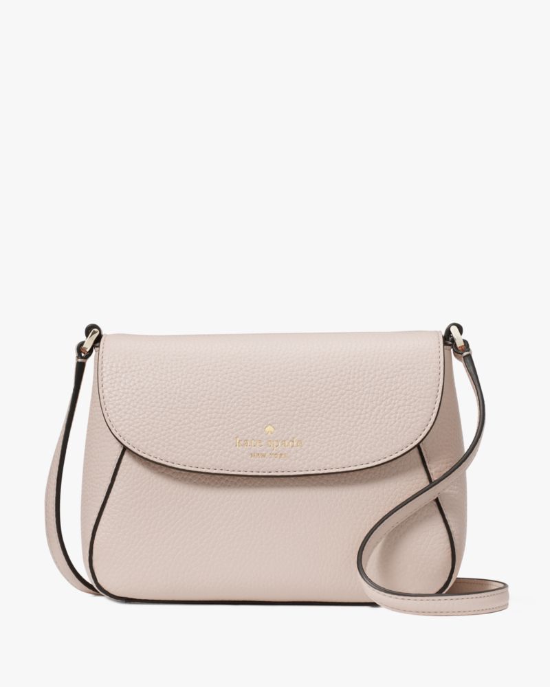 Kate Spade,Monica Small Flap Crossbody,Lining Leather,Crossbody,Piping,Logo,Word Embellishment,Lined,Casual,Cream