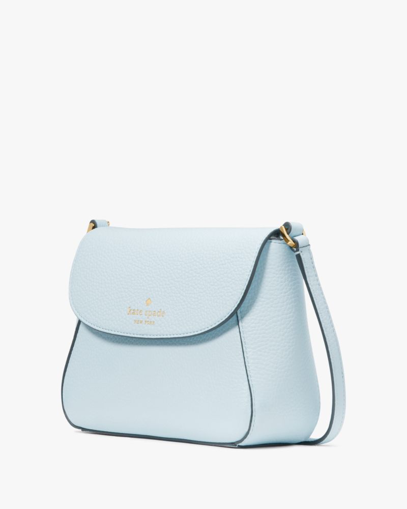 Kate Spade,Monica Small Flap Crossbody,Lining Leather,Crossbody,Piping,Logo,Word Embellishment,Lined,Casual,Blue