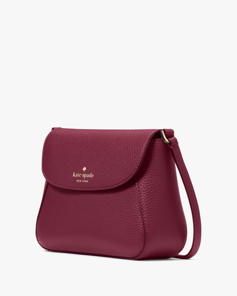 Kate Spade,Monica Small Flap Crossbody,Lining Leather,Crossbody,Logo,Word Embellishment,Piping,Lined,Casual,Maroon