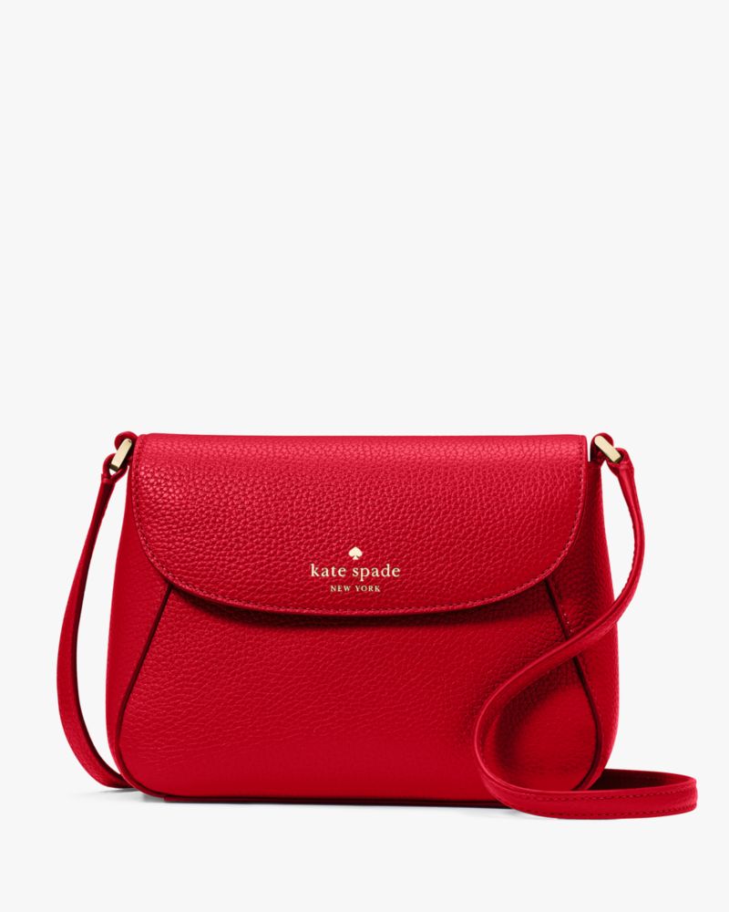 Kate Spade,Monica Small Flap Crossbody,Lining Leather,Crossbody,Logo,Word Embellishment,Piping,Lined,Casual,