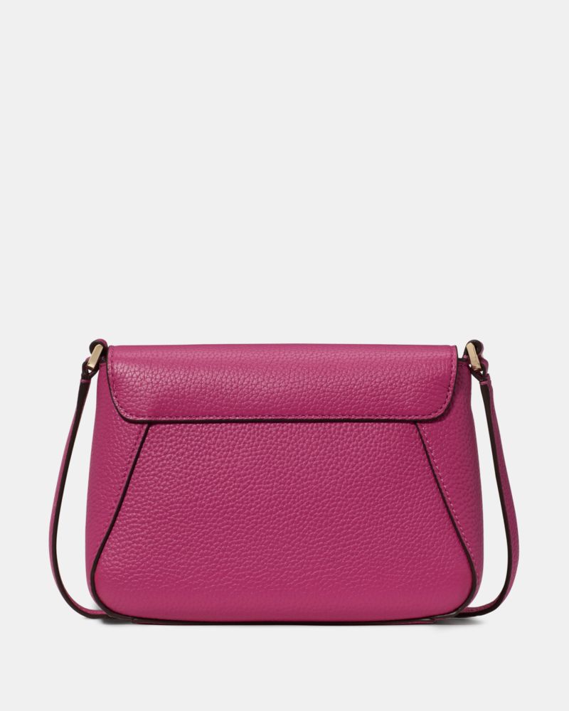 Kate Spade,Monica Small Flap Crossbody,Lining Leather,Crossbody,Logo,Word Embellishment,Piping,Lined,Casual,Fuchsia