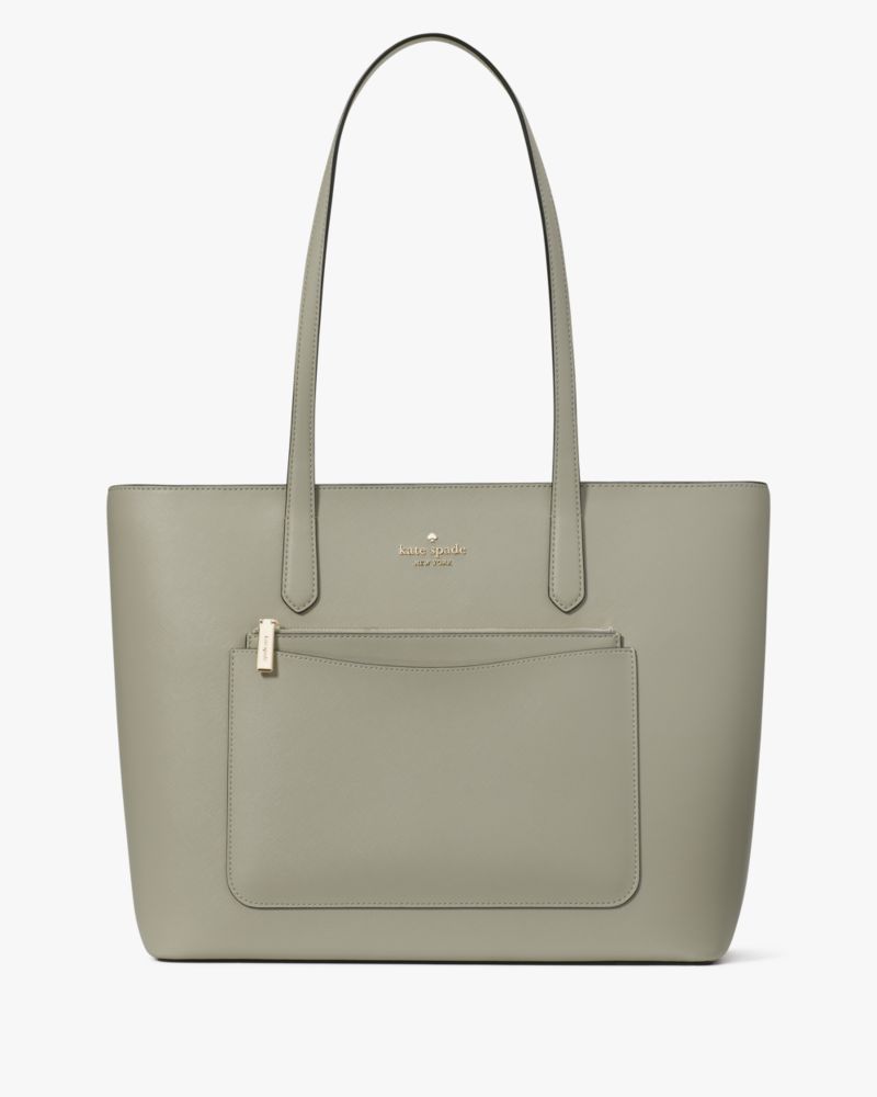 Kate Spade,Staci Large Tote Set,Tote,Pouch,PVC,Logo,Metal,Lined,Casual,