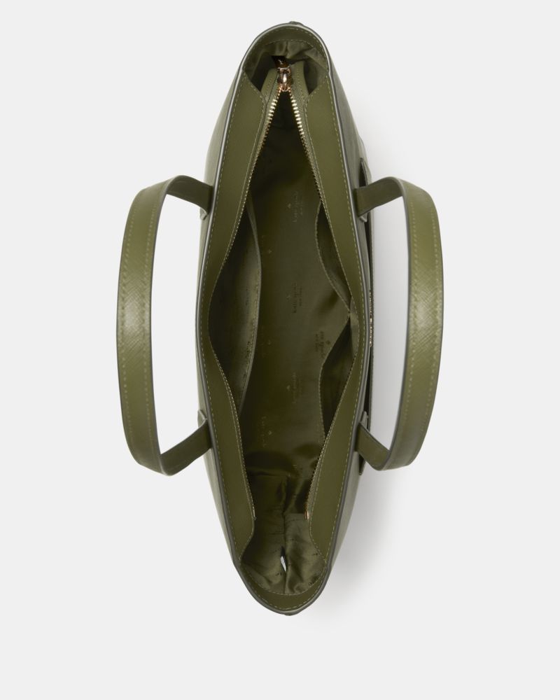 Kate Spade,Staci Large Tote Set,Tote,Pouch,PVC,Logo,Metal,Lined,Casual,Olive