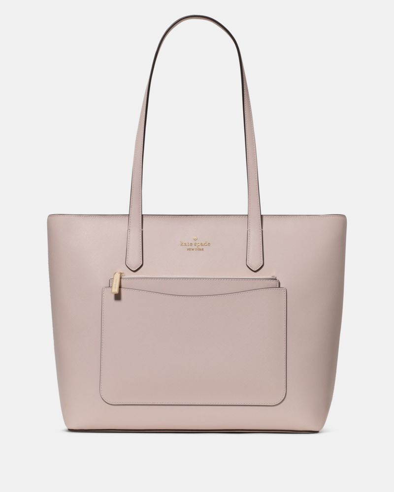 Kate Spade,Staci Large Tote Set,Tote,Pouch,PVC,Logo,Metal,Lined,Casual,Pink