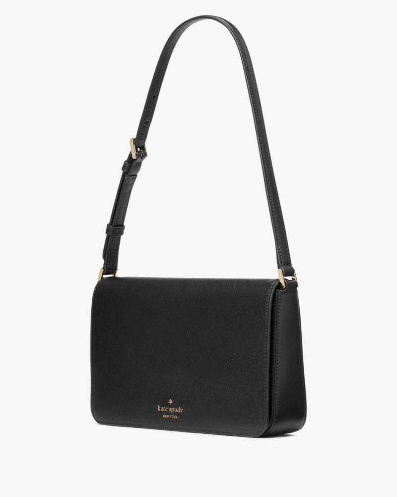 Kate Spade,Staci Flap Shoulder Bag,Black