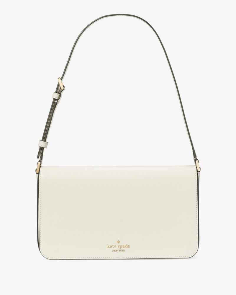 Kate Spade,Staci Flap Medium Shoulder Bag,Lining Leather,Shoulder Bag,Metal,Logo,Lined,Casual,