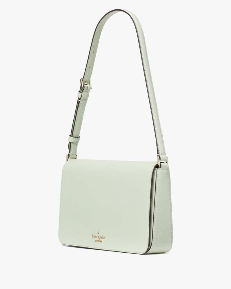 Kate Spade,Staci Medium Shoulder Bag,Lining Leather,Shoulder Bag,Metal,Logo,Lined,Casual,Olive