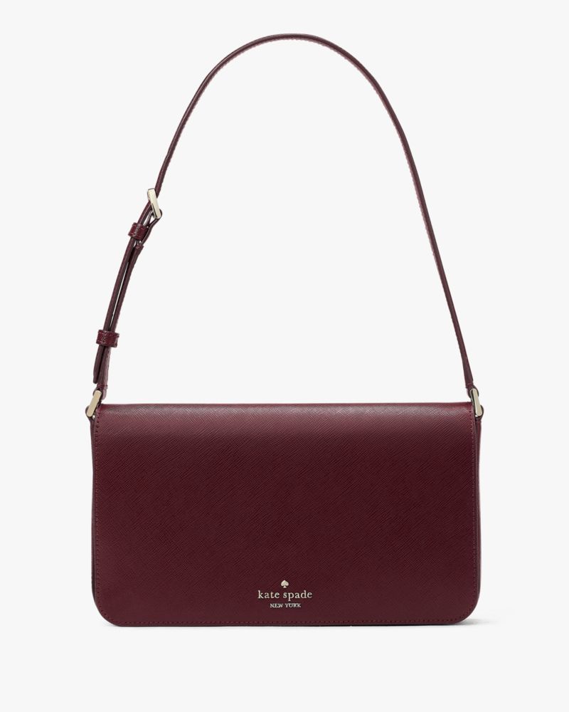 Kate Spade,Staci Flap Shoulder Bag,Grenache