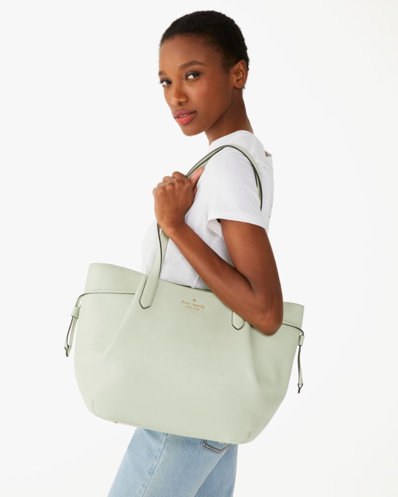 Kate Spade,Dumpling Tote,Lining Leather,Tote,Pleats,Metal,Logo,Lined,Casual,