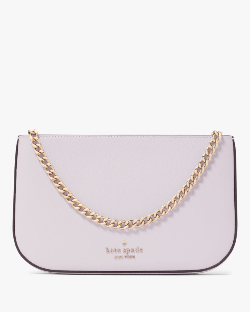 Kate Spade,Madison Lilly Pochette,Pouch,Metal,Logo,Gold Metal,Casual,White