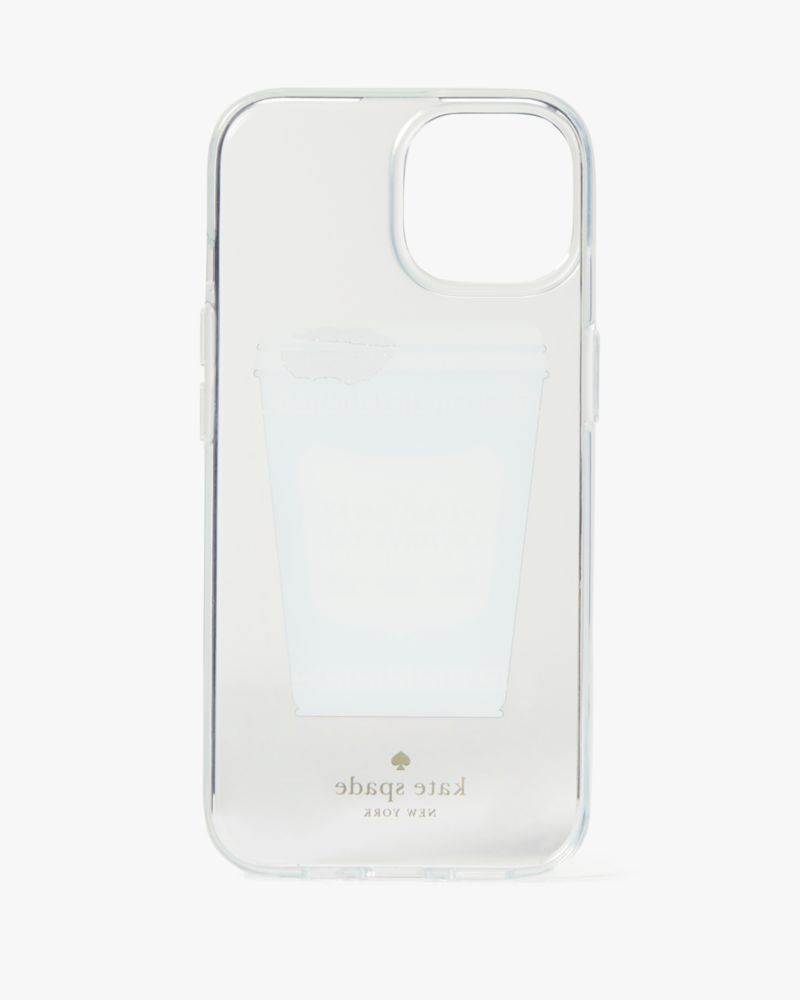 Kate Spade,Coffee Break iPhone 15 Case,Clear