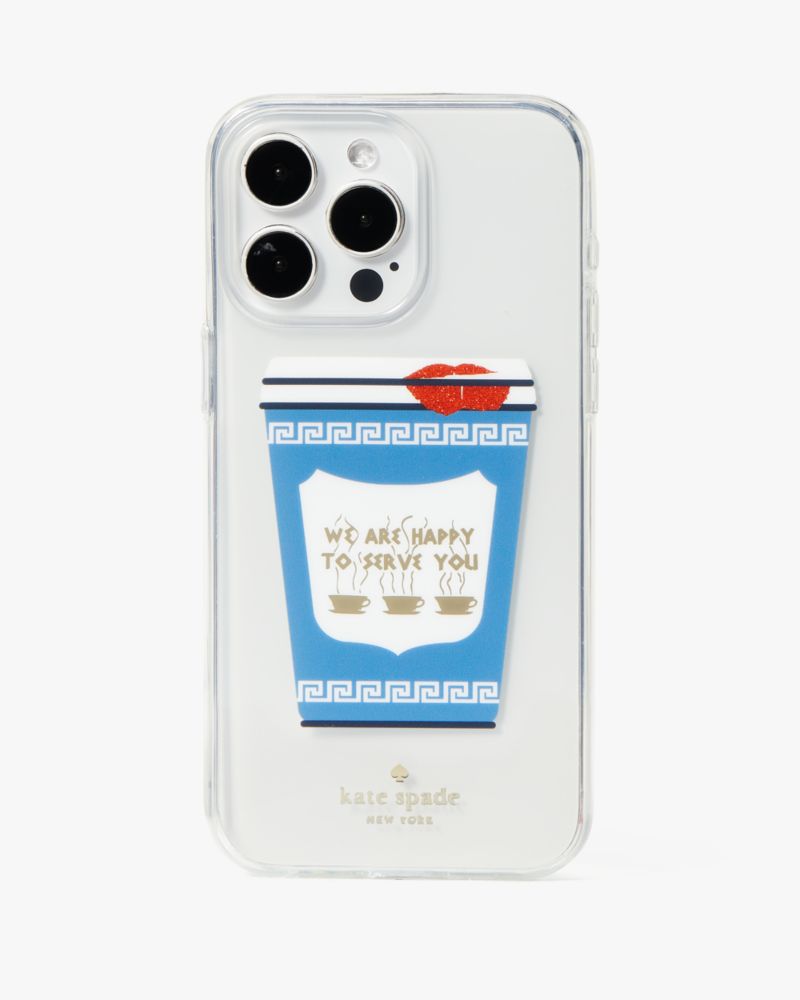 Kate Spade,Coffee Break iPhone 15 Pro Max Case,Clear