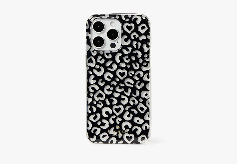 Kate Spade,Graphic Leopard Heart Printed iPhone 15 Pro Max Case,Clear